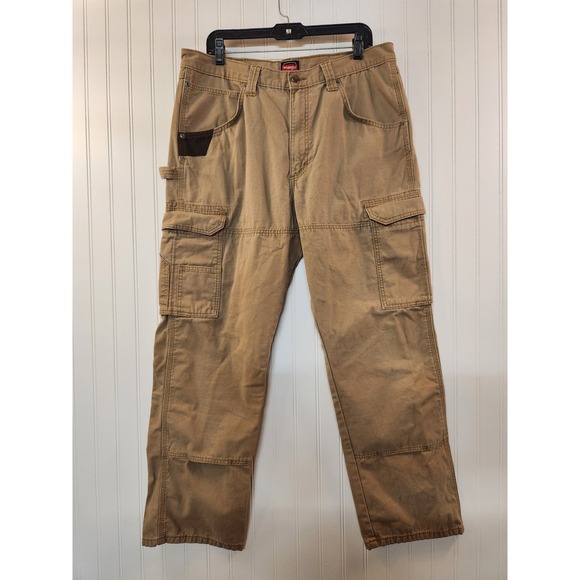 Wrangler Other - Wrangler Workwear Mens Cargo Canvas Pants Tan Ripstop Reinforced Knee 36x32